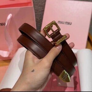 Miu Miu Everyday Brown Belt, Golden Details